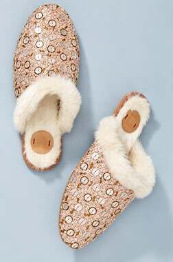 Anthropologie Far Away From Close Elegant Sequin Slippers Women's 8 NWT